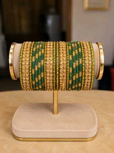 Set of Elegant Green & Gold Bangles