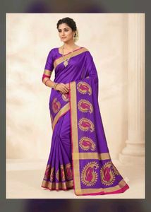 Vibrant Purple Silk Saree with Paisley Border