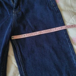 Blue Wide Leg Denim Jeans