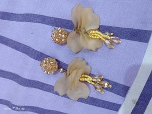 Elegant Beaded Flower Dangle Earrings