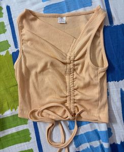 Ruched Front Sleeveless Crop Top