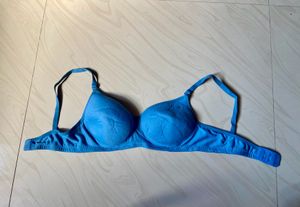 Blue Padded Underwire Bra