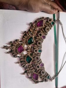 (Jodha ) Stunning Indian Necklace Set with Gems