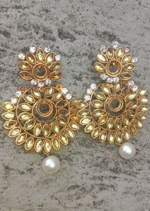 Exquisite Gold-Tone Floral Earrings with Pearls