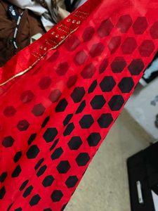 New soft saree unstiched with dot design