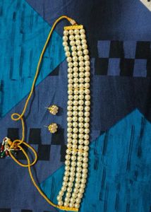 pearl choker necklace and earring set