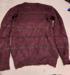Maroon Striped Knit Sweater