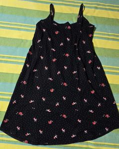 Black striped nightwear with floral print