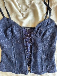 Blue Lace Corset Top