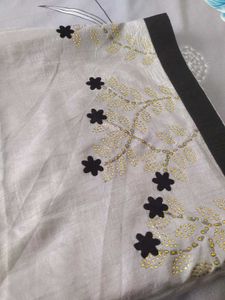 Elegant Grey Saree with Black Border