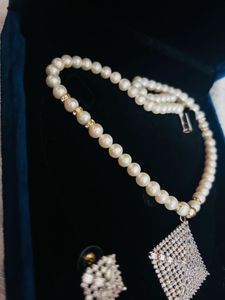 pure Hyderabad Pearl Necklace &amp; Earring Set