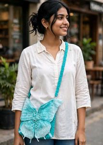 Crocheted Butterfly Crossbody Bag