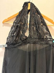 Black Lace Halter Top