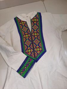 Embroidered White Kurti