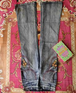 Boho embellished flared jeans