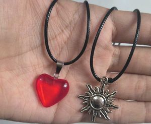 Red Heart &amp; Sun Pendant Necklaces