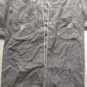 Elegant Embroidered Long Sleeve night Coat