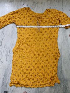 Yellow Printed Kurtha