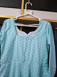 Chic Sky Blue Printed Kurti Set with pant