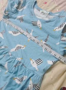 Cute Bird Print Cold Shoulder Dress