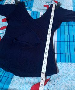 Fitted Navy Blue Crossover Cut-Out Backless Top