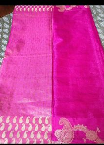 Vibrant Pink saree with stiched blouse