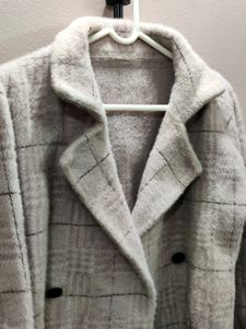 Premium women's double-breasted plaid overcoat