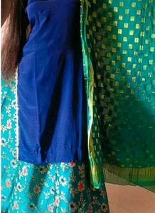 suit with Banarasi lehenga