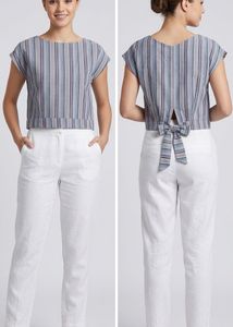 Striped Tie-Back Crop Top