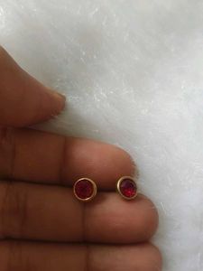Red Stone Stud Earrings