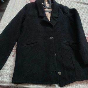 Classic Black Wool Blend Blazer