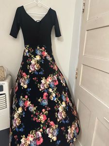 Floral Print Black Dress