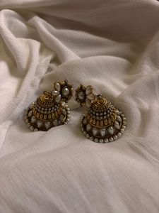 Elegant Pearl & Gold Jhumka Earrings
