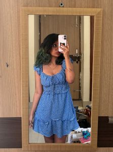 Blue and white short dress