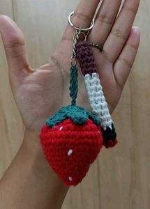 Crochet Cigarette & Strawberry Keychain