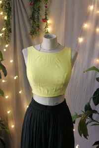 Chic Yellow Crop Blouse Top