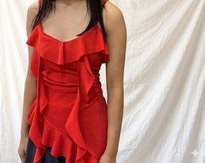 Chic Red Ruffle Top