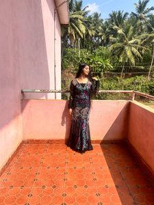 Floral Sequin Evening Gown