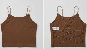 Brown Spaghetti Strap Crop Top