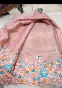 new Elegant Pink Embroidered Saree