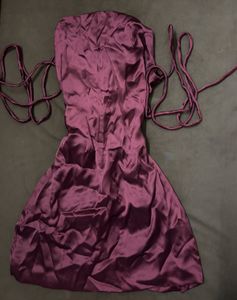 Satin Cowl Neck Backless Mini Dress