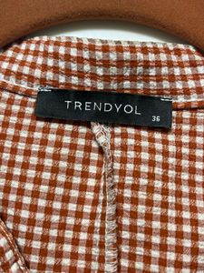 New Trendyol Pink Ghingham Top
