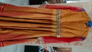 Orange Anarkali Gown with Dupatta