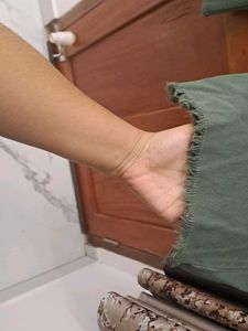 Olive Green Wide Leg Cropped Pants
