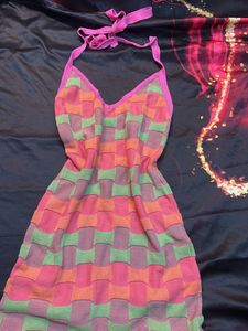 Colorful Checkered Mini Dress