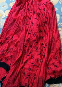 Vibrant Red Ethnic Skirt