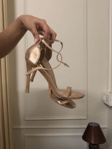 Sparkling Rose Gold Strappy Heels