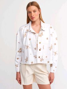 Final Sales 🔥Zara White Floral Print Cropped Deni