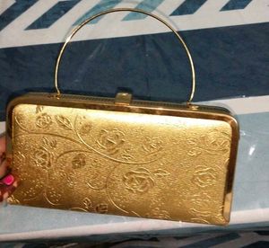 Sparkling Gold Hexagon Clutch Bag