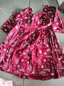 Maroon Printed Kurta